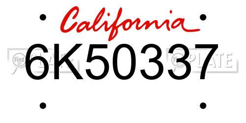 6K50337 California License Plate