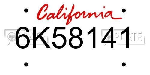 6K58141 California License Plate