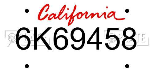 6K69458 California License Plate