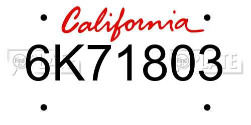 6K71803 California License Plate