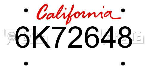 6K72648 California License Plate