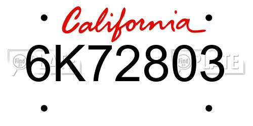 6K72803 California License Plate