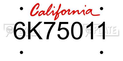 6K75011 California License Plate