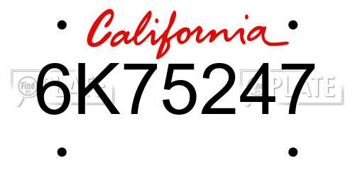 6K75247 California License Plate