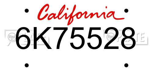 6K75528 California License Plate