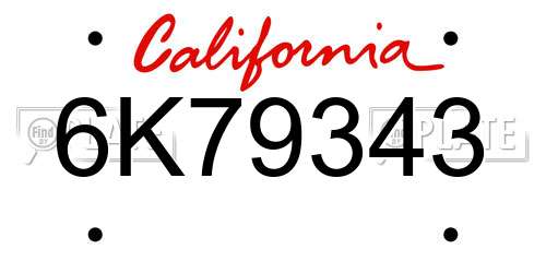 6K79343 California License Plate