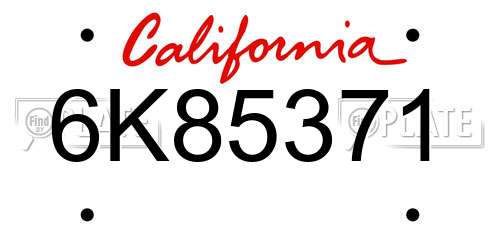 6K85371 California License Plate