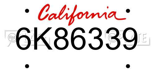 6K86339 California License Plate