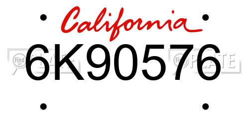 6K90576 California License Plate