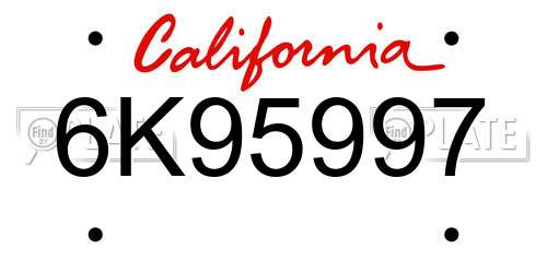 6K95997 California License Plate