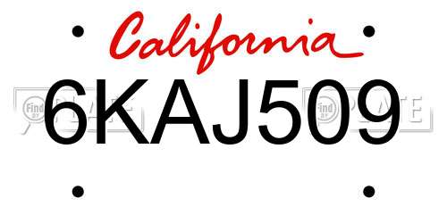 6KAJ509 California License Plate