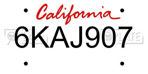 6KAJ907 California License Plate