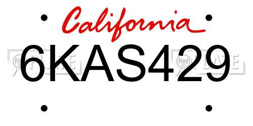 6KAS429 California License Plate