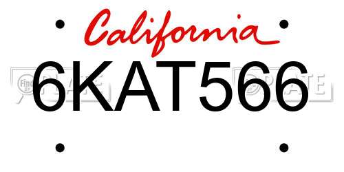 6KAT566 California License Plate