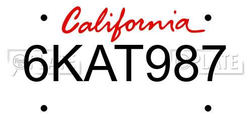 6KAT987 California License Plate