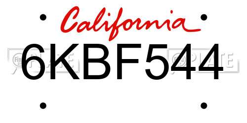 6KBF544 California License Plate