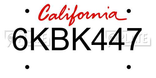6KBK447 California License Plate