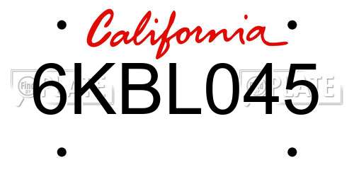 6KBL045 California License Plate