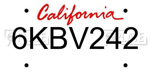 6KBV242 California License Plate