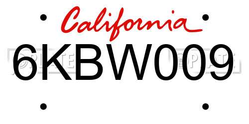 6KBW009 California License Plate
