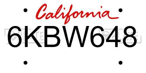 6KBW648 California License Plate