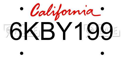 6KBY199 California License Plate