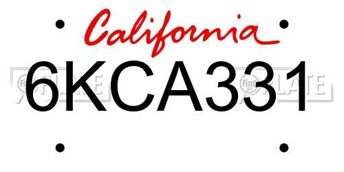 6KCA331 California License Plate