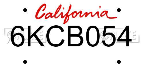 6KCB054 California License Plate