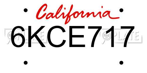 6KCE717 California License Plate