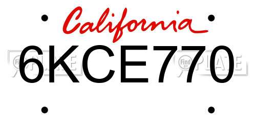 6KCE770 California License Plate