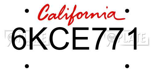 6KCE771 California License Plate