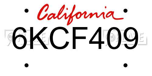 6KCF409 California License Plate