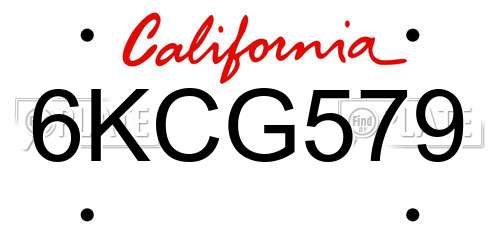 6KCG579 California License Plate