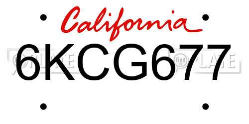 6KCG677 California License Plate