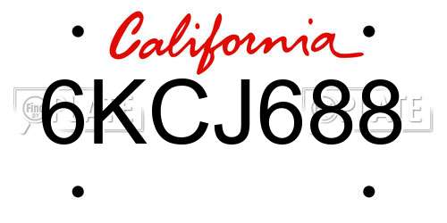 6KCJ688 California License Plate