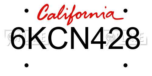 6KCN428 California License Plate