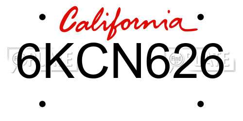 6KCN626 California License Plate