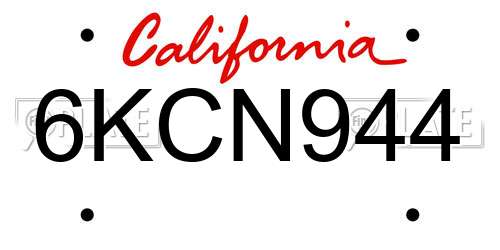 6KCN944 California License Plate