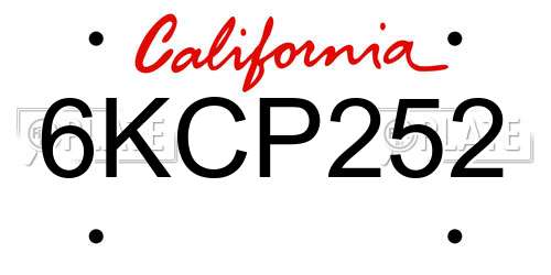 6KCP252 California License Plate