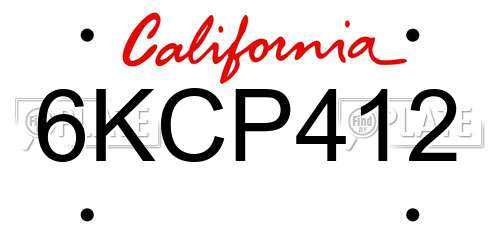6KCP412 California License Plate