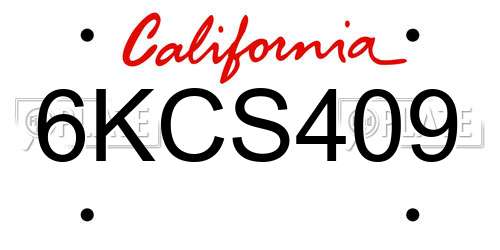 6KCS409 California License Plate