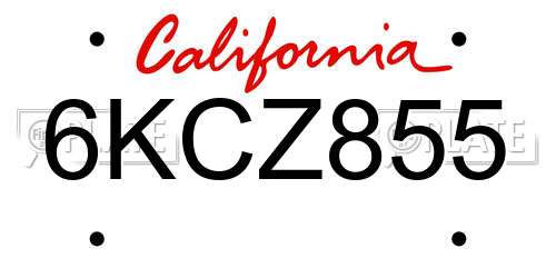 6KCZ855 California License Plate