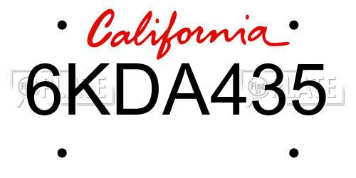 6KDA435 California License Plate