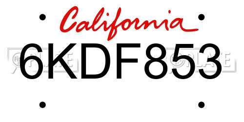 6KDF853 California License Plate