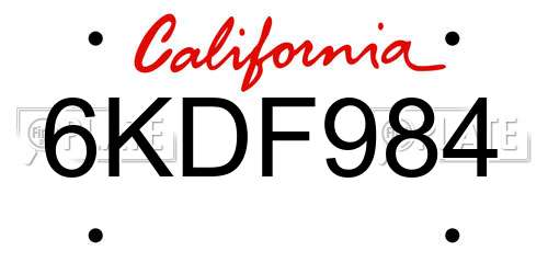 6KDF984 California License Plate