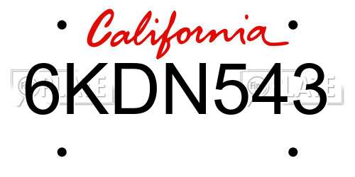 6KDN543 California License Plate
