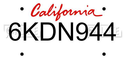 6KDN944 California License Plate