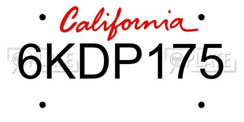 6KDP175 California License Plate