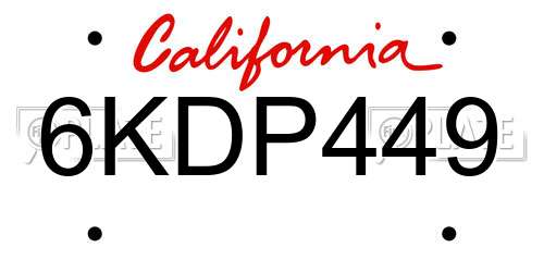 6KDP449 California License Plate
