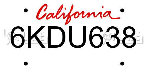 6KDU638 California License Plate